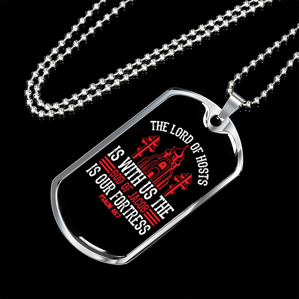 The Lord Of Host Christian Necklace Stainless Steel or 18k Gold Dog Tag 24" Chain-Express Your Love Gifts