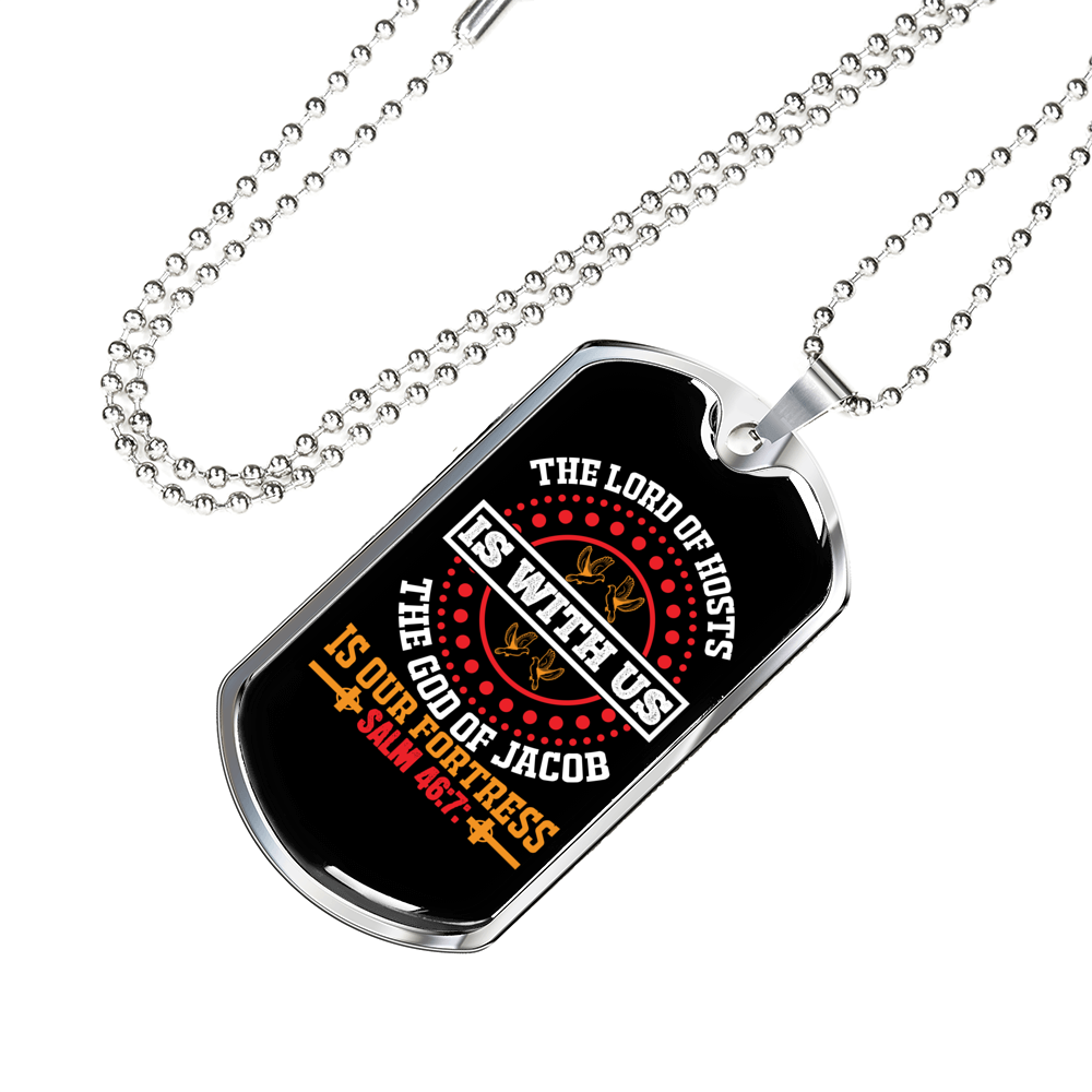 The Lord Of Hosts Christian Necklace Stainless Steel or 18k Gold Dog Tag 24" Chain-Express Your Love Gifts
