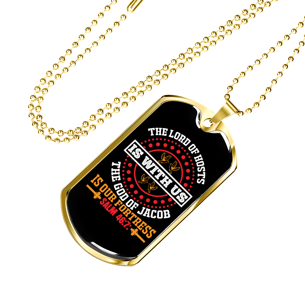 The Lord Of Hosts Christian Necklace Stainless Steel or 18k Gold Dog Tag 24" Chain-Express Your Love Gifts
