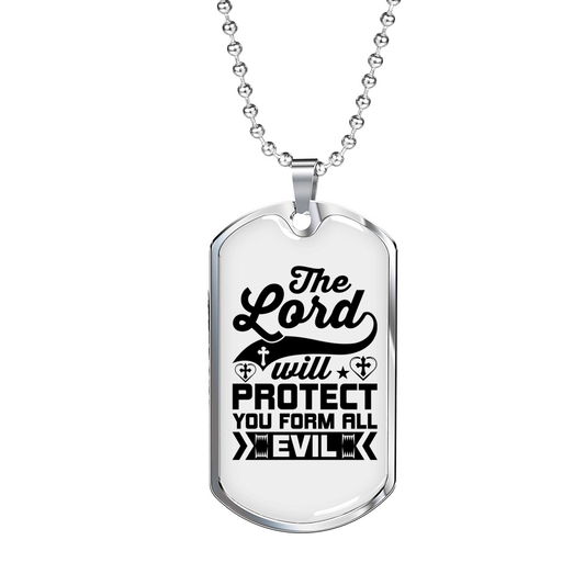 The Lord Will Christian Necklace Stainless Steel or 18k Gold Dog Tag 24" Chain-Express Your Love Gifts