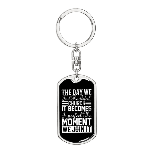 The Moment We Join Keychain Stainless Steel or 18k Gold Dog Tag Keyring-Express Your Love Gifts