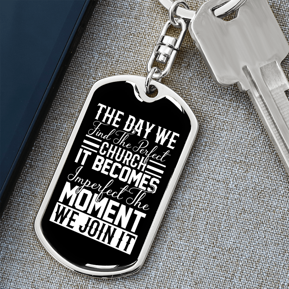 The Moment We Join Keychain Stainless Steel or 18k Gold Dog Tag Keyring-Express Your Love Gifts
