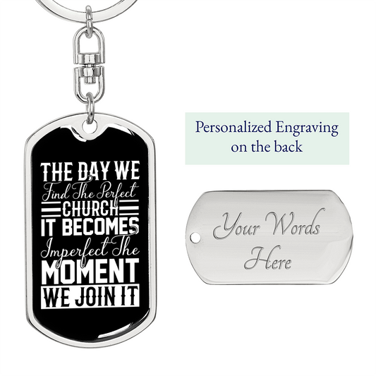 The Moment We Join Keychain Stainless Steel or 18k Gold Dog Tag Keyring-Express Your Love Gifts