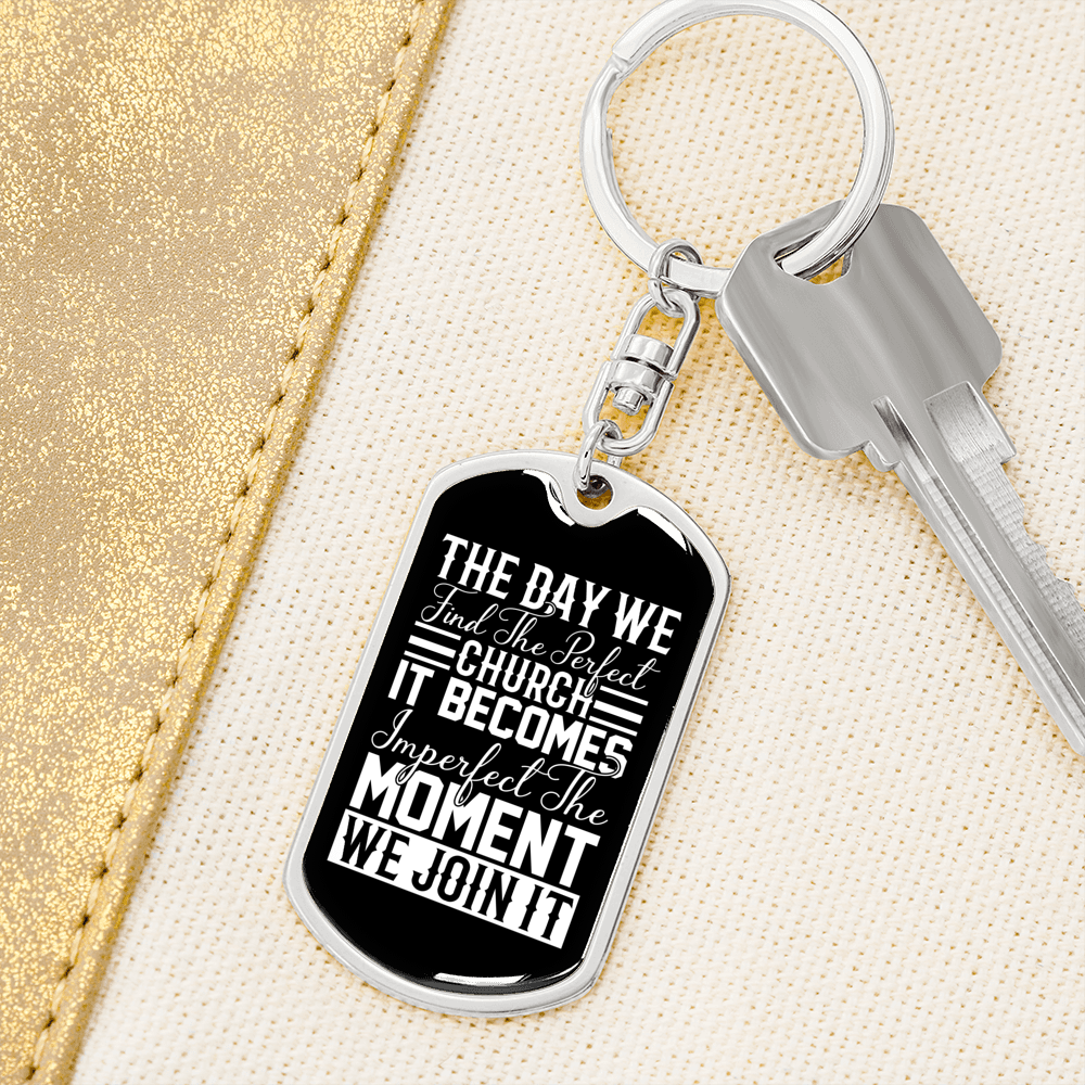 The Moment We Join Keychain Stainless Steel or 18k Gold Dog Tag Keyring-Express Your Love Gifts