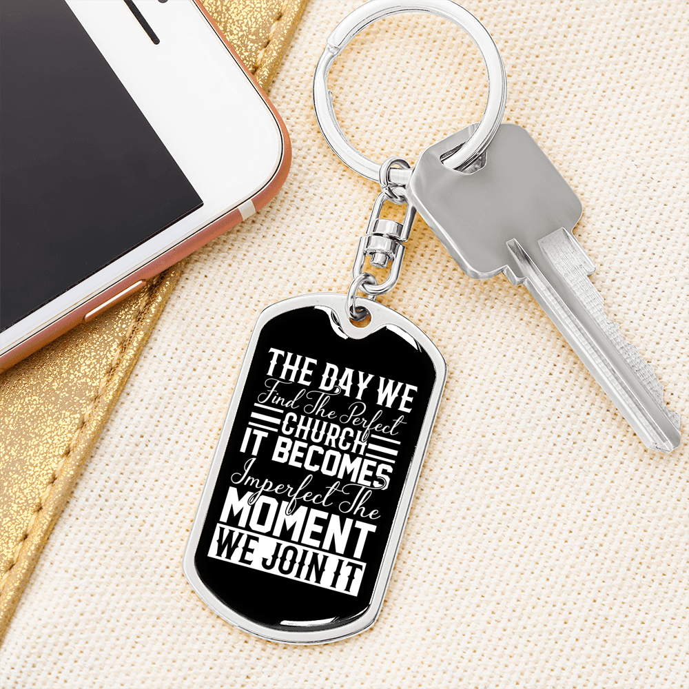The Moment We Join Keychain Stainless Steel or 18k Gold Dog Tag Keyring-Express Your Love Gifts