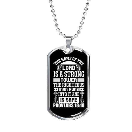 The Name Of The Lord Christian Necklace Stainless Steel or 18k Gold Dog Tag 24" Chain-Express Your Love Gifts
