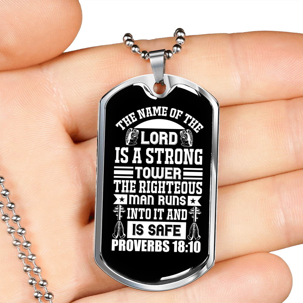 The Name Of The Lord Christian Necklace Stainless Steel or 18k Gold Dog Tag 24" Chain-Express Your Love Gifts