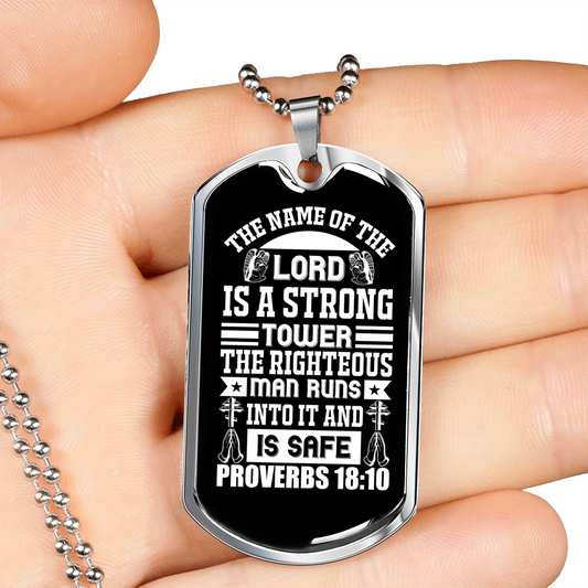 The Name Of The Lord Christian Necklace Stainless Steel or 18k Gold Dog Tag 24" Chain-Express Your Love Gifts