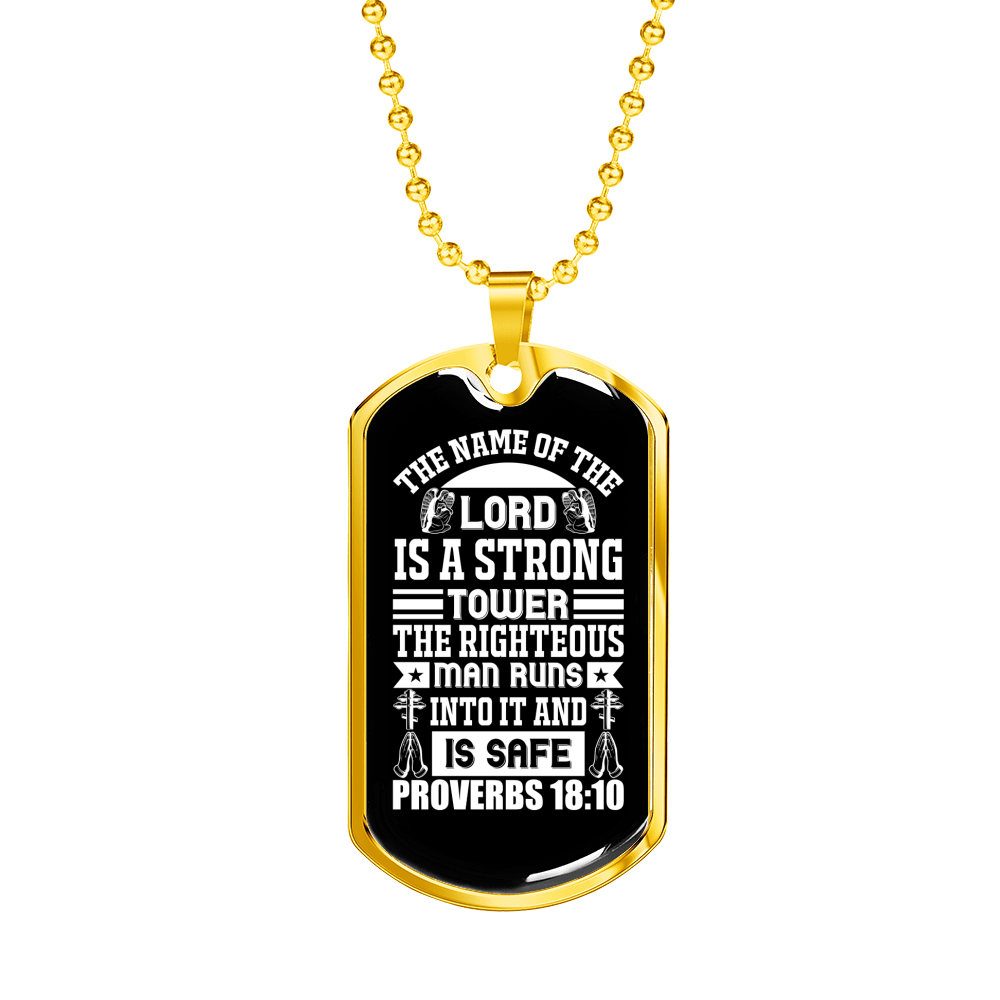 The Name Of The Lord Christian Necklace Stainless Steel or 18k Gold Dog Tag 24" Chain-Express Your Love Gifts