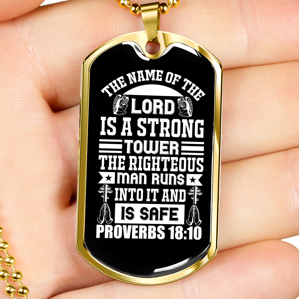 The Name Of The Lord Christian Necklace Stainless Steel or 18k Gold Dog Tag 24" Chain-Express Your Love Gifts