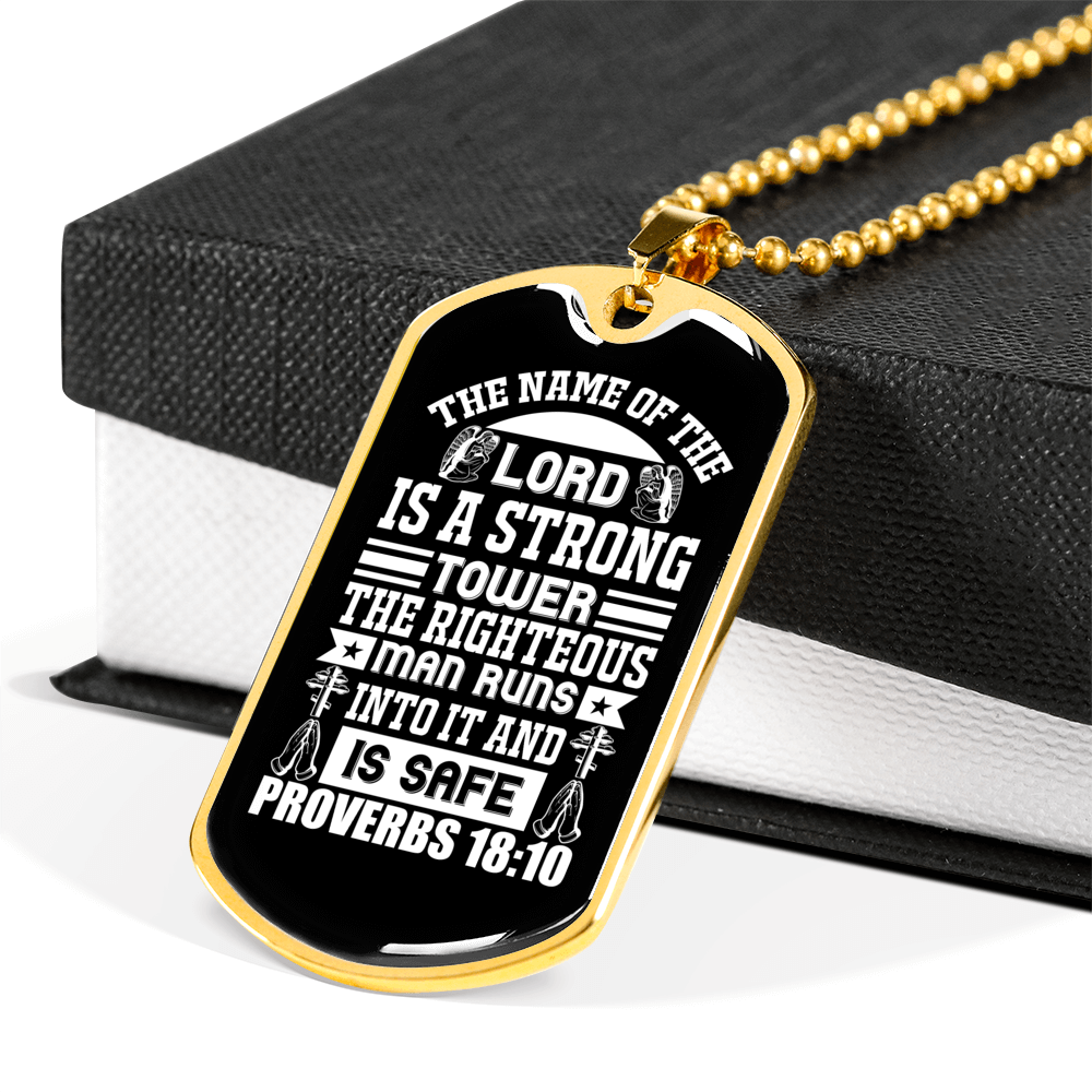 The Name Of The Lord Christian Necklace Stainless Steel or 18k Gold Dog Tag 24" Chain-Express Your Love Gifts