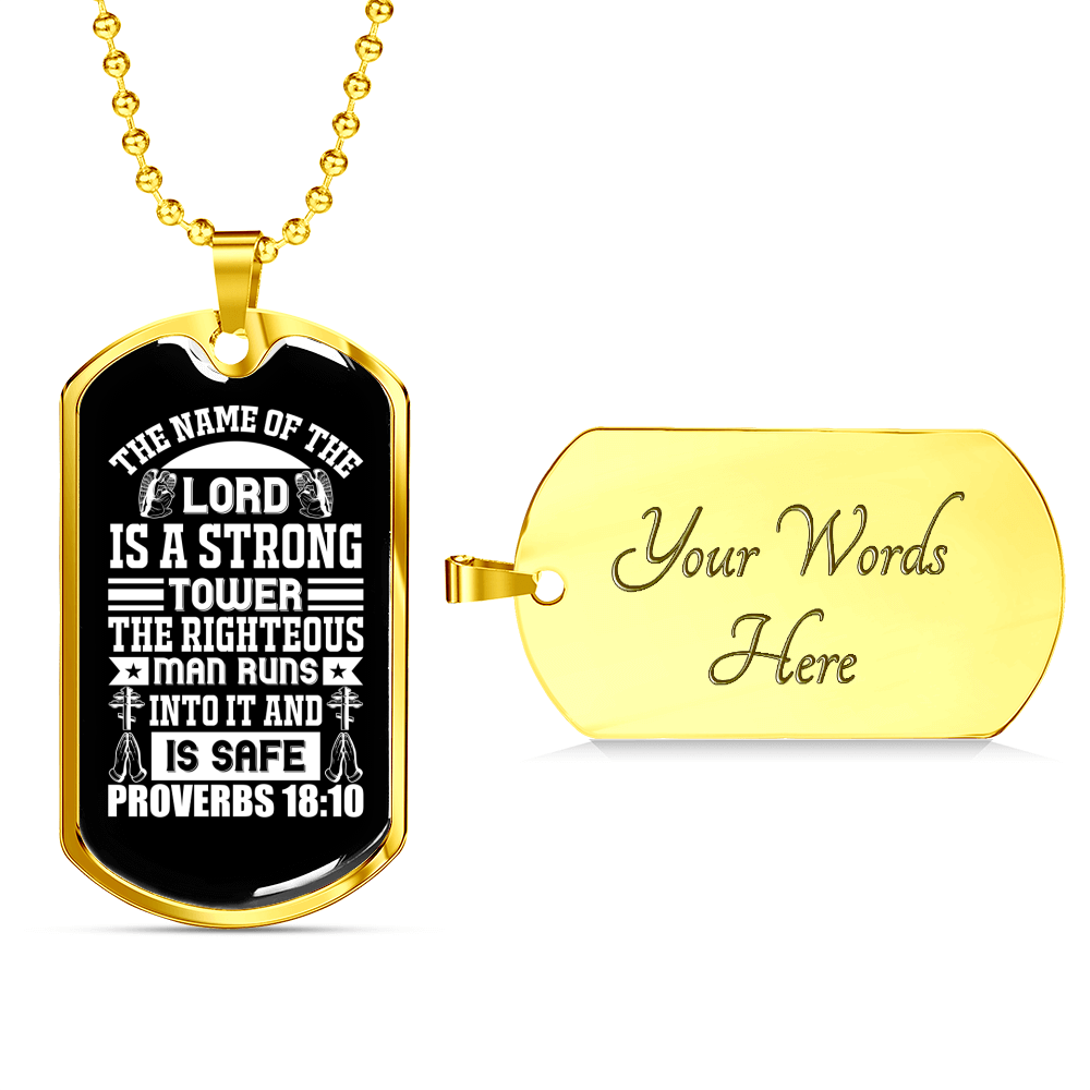 The Name Of The Lord Christian Necklace Stainless Steel or 18k Gold Dog Tag 24" Chain-Express Your Love Gifts