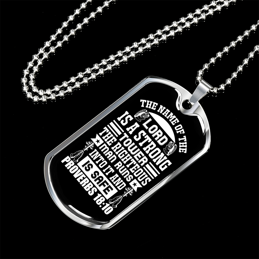 The Name Of The Lord Christian Necklace Stainless Steel or 18k Gold Dog Tag 24" Chain-Express Your Love Gifts