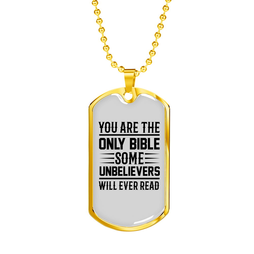 The Only Bible Lines Christian Necklace Stainless Steel or 18k Gold Dog Tag 24" Chain-Express Your Love Gifts