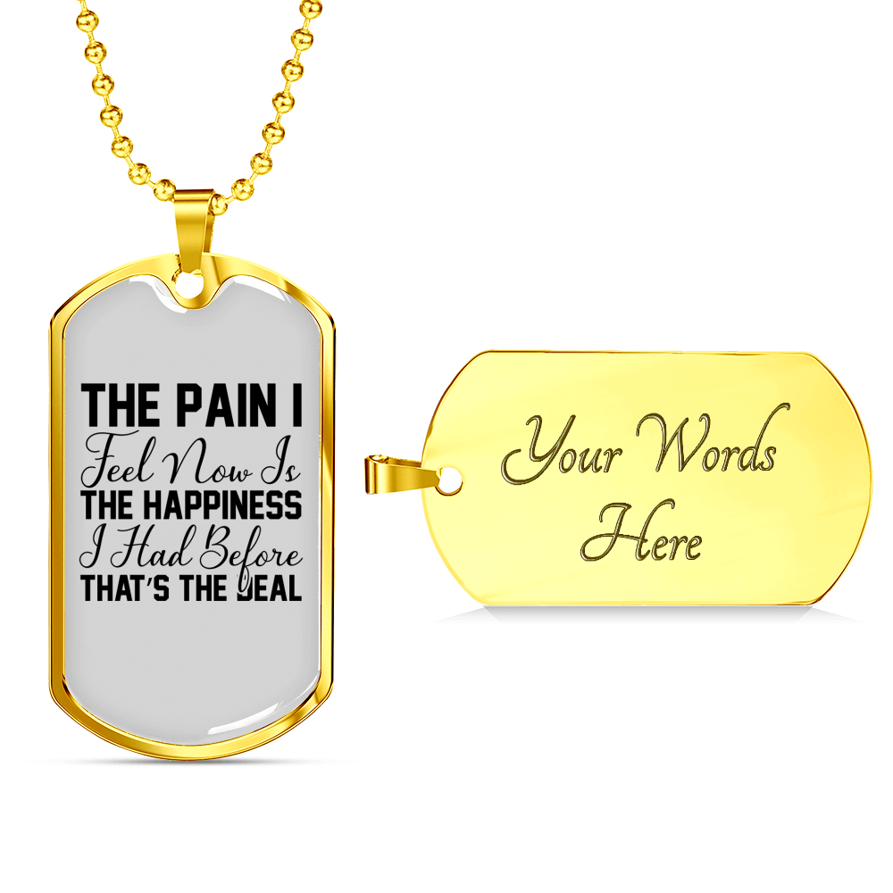 The Pain I Feel Christian Necklace Stainless Steel or 18k Gold Dog Tag 24" Chain-Express Your Love Gifts