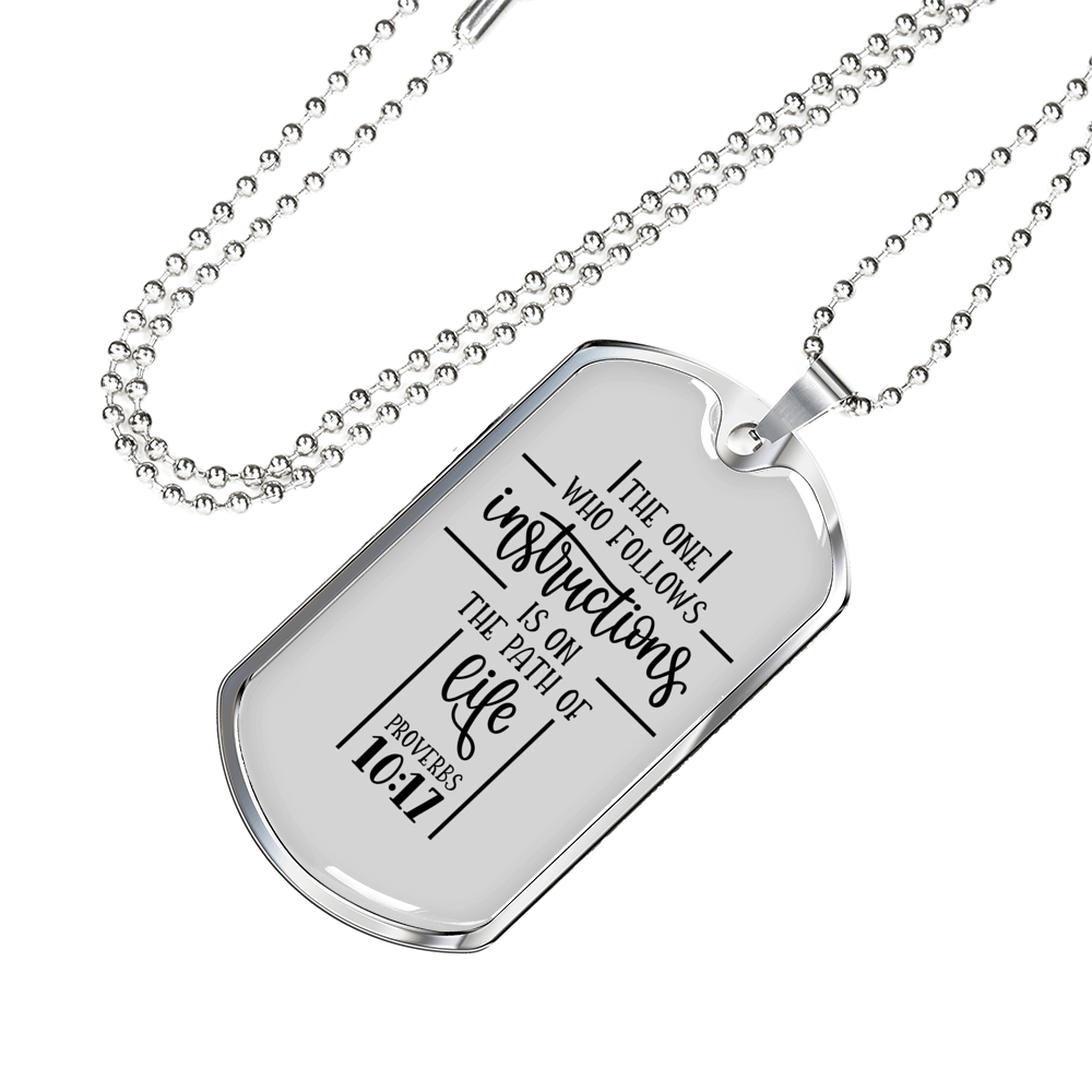 The Path Of Life Christian Necklace Stainless Steel or 18k Gold Dog Tag 24" Chain-Express Your Love Gifts