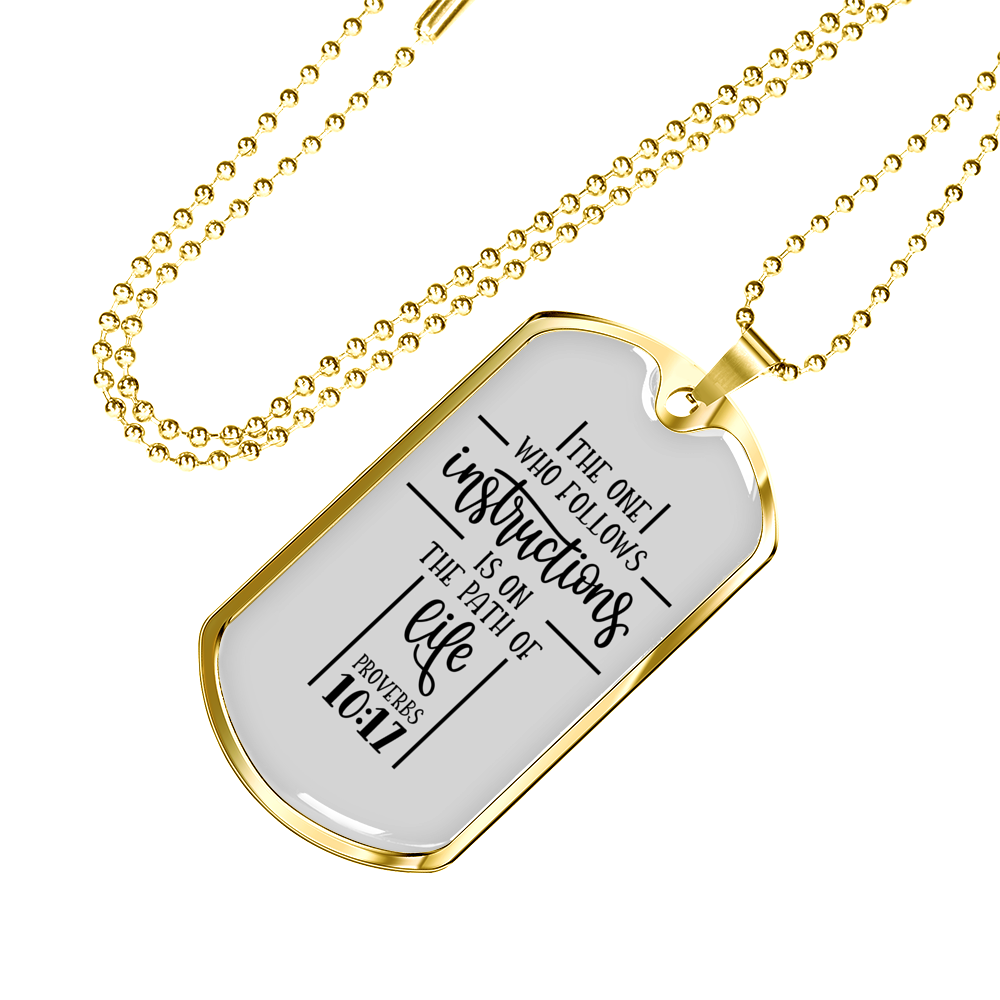 The Path Of Life Christian Necklace Stainless Steel or 18k Gold Dog Tag 24" Chain-Express Your Love Gifts