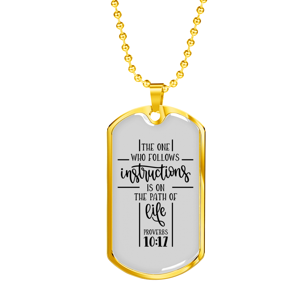 The Path Of Life Christian Necklace Stainless Steel or 18k Gold Dog Tag 24" Chain-Express Your Love Gifts
