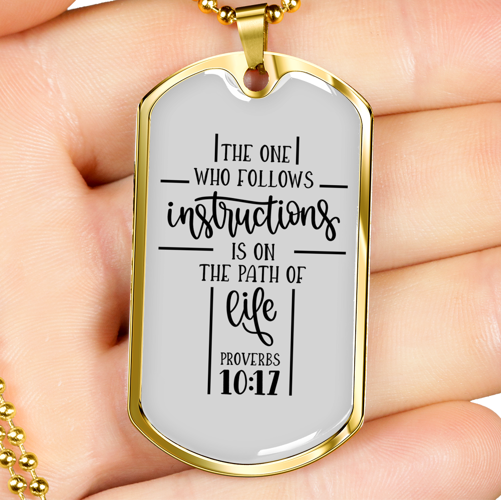 The Path Of Life Christian Necklace Stainless Steel or 18k Gold Dog Tag 24" Chain-Express Your Love Gifts
