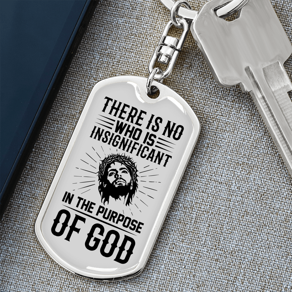 The Purpose Of God Keychain Stainless Steel or 18k Gold Dog Tag Keyring-Express Your Love Gifts