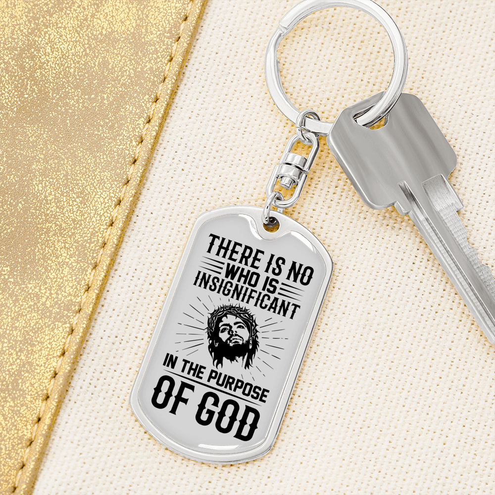 The Purpose Of God Keychain Stainless Steel or 18k Gold Dog Tag Keyring-Express Your Love Gifts