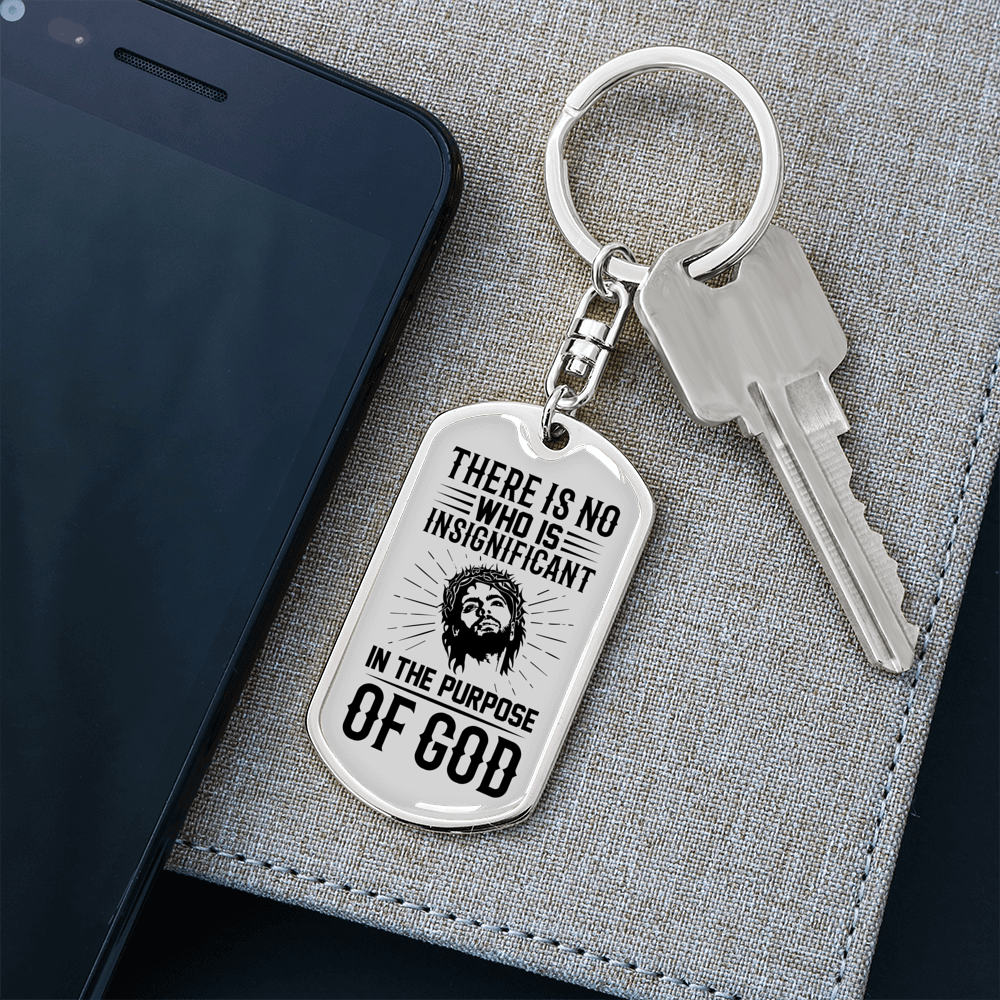The Purpose Of God Keychain Stainless Steel or 18k Gold Dog Tag Keyring-Express Your Love Gifts