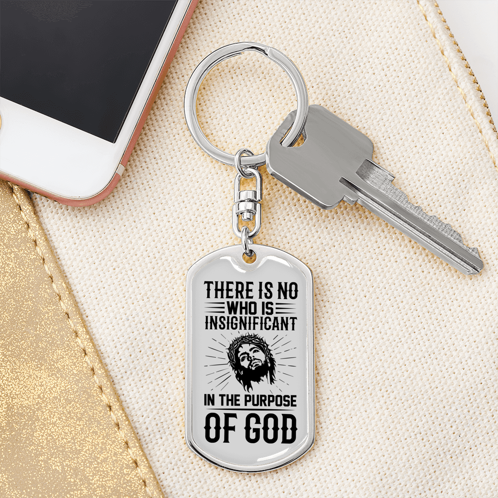 The Purpose Of God Keychain Stainless Steel or 18k Gold Dog Tag Keyring-Express Your Love Gifts