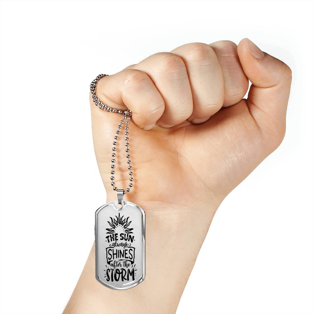 The Sun Always Shines Necklace Inspirational Necklace Stainless Steel or 18k Gold Dog Tag 24" Chain-Express Your Love Gifts