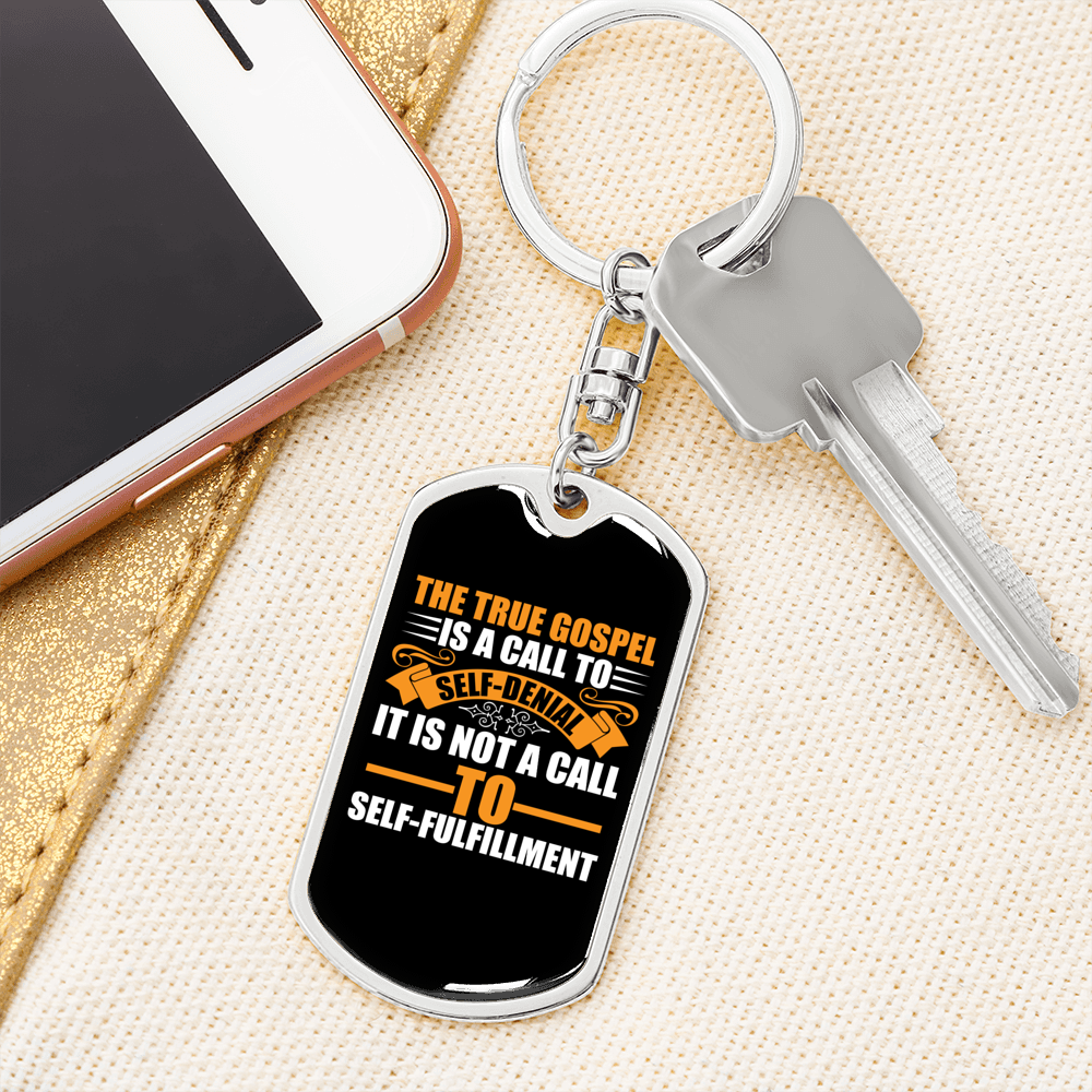 The True Gospel Keychain Stainless Steel or 18k Gold Dog Tag Keyring-Express Your Love Gifts