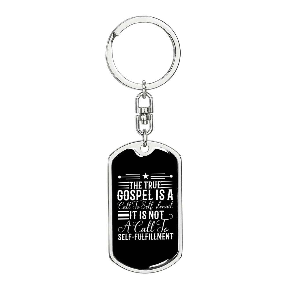 The True Gospel White Keychain Stainless Steel or 18k Gold Dog Tag Keyring-Express Your Love Gifts