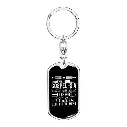 The True Gospel White Keychain Stainless Steel or 18k Gold Dog Tag Keyring-Express Your Love Gifts