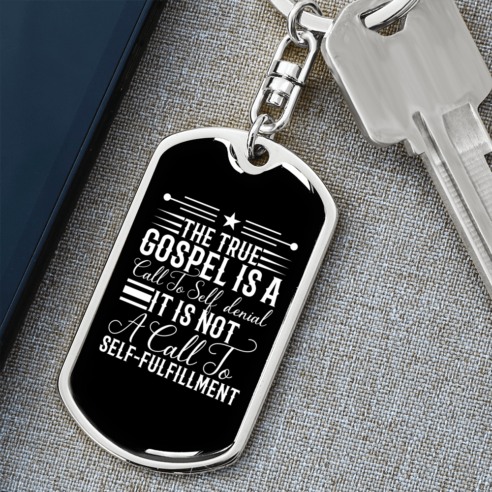 The True Gospel White Keychain Stainless Steel or 18k Gold Dog Tag Keyring-Express Your Love Gifts