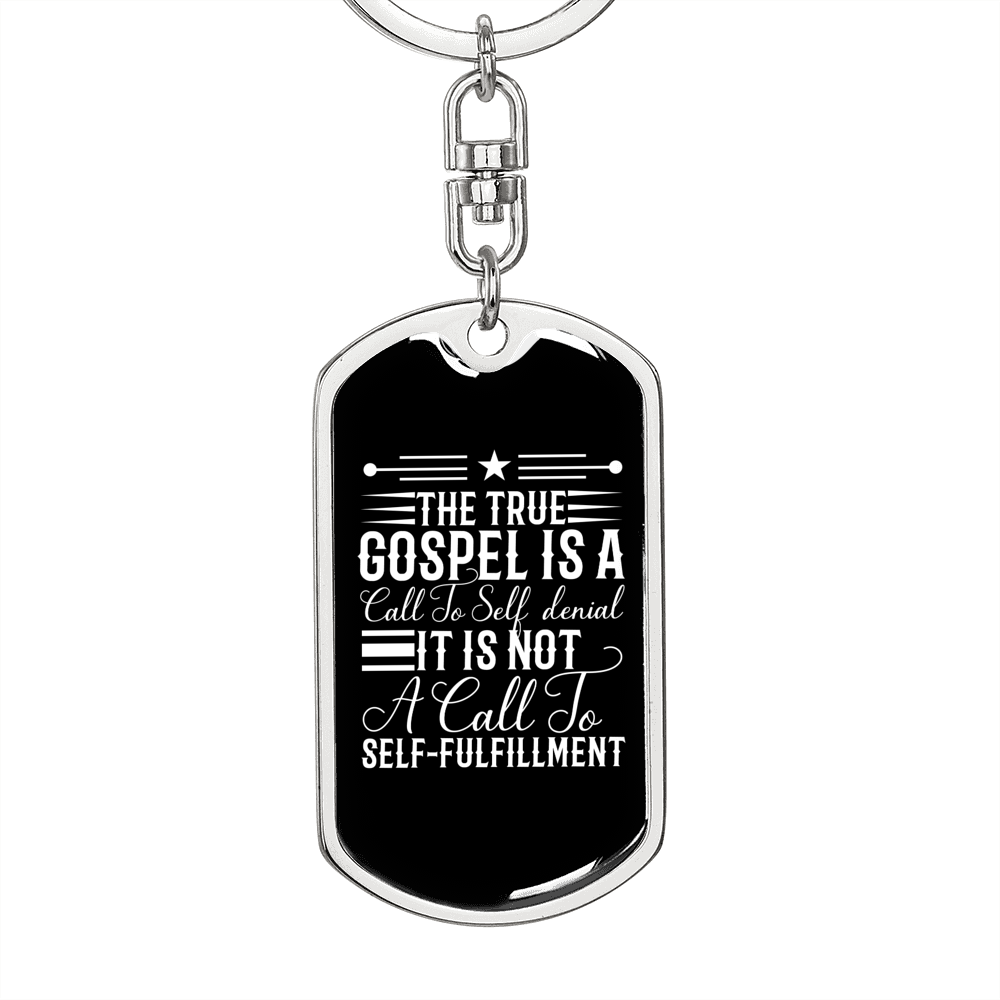 The True Gospel White Keychain Stainless Steel or 18k Gold Dog Tag Keyring-Express Your Love Gifts