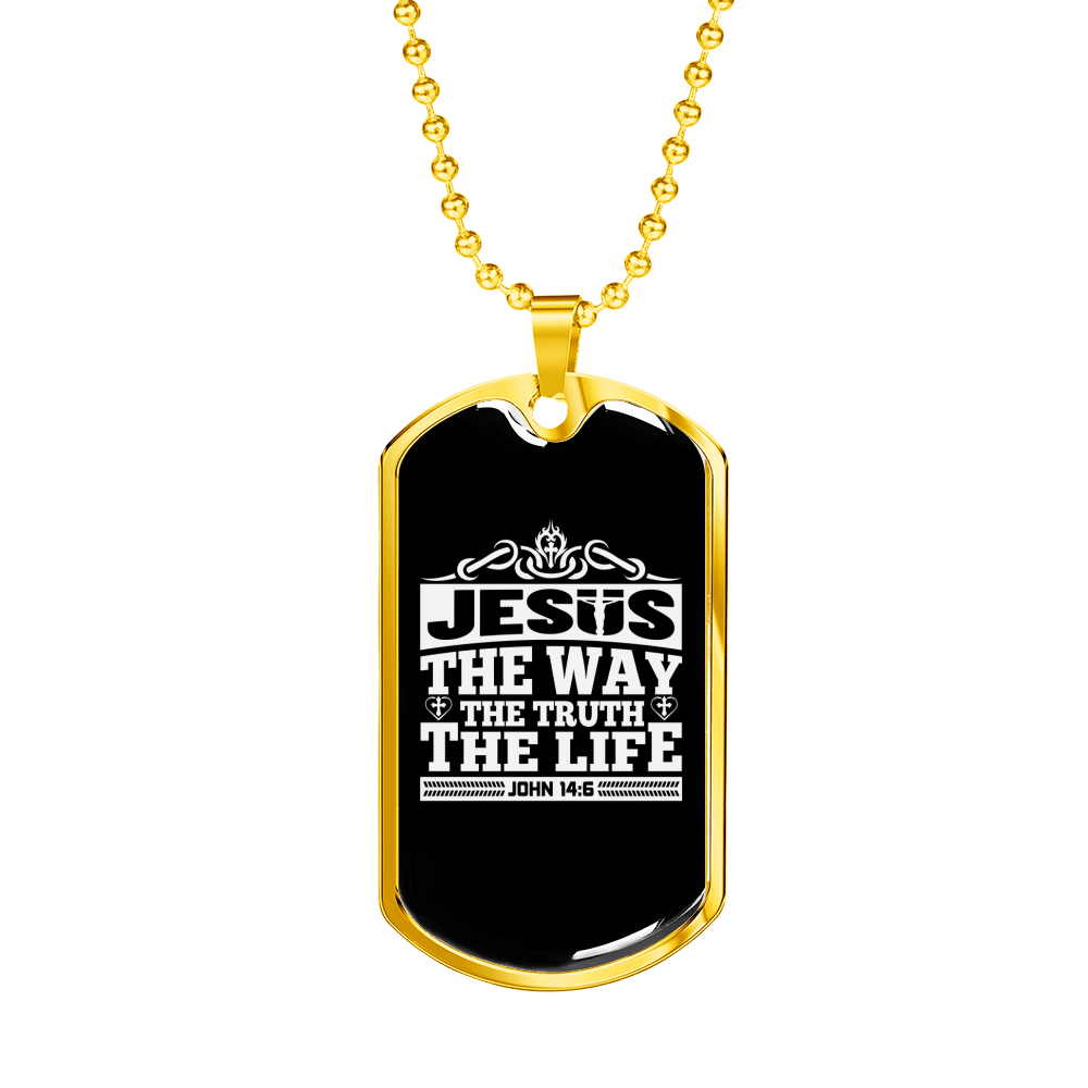 The Truth The Life Christian Necklace Stainless Steel or 18k Gold Dog Tag 24" Chain-Express Your Love Gifts