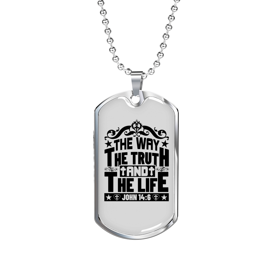 The Way Black Christian Necklace Stainless Steel or 18k Gold Dog Tag 24" Chain-Express Your Love Gifts