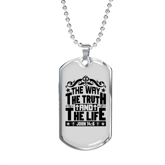 The Way Black Christian Necklace Stainless Steel or 18k Gold Dog Tag 24" Chain-Express Your Love Gifts
