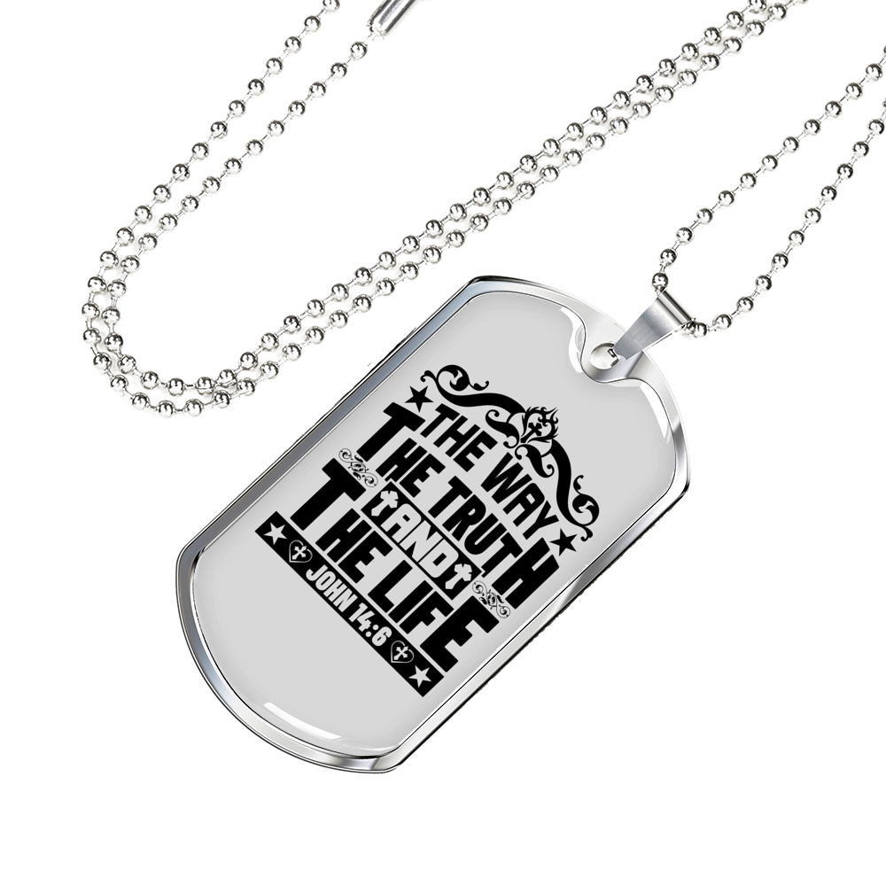 The Way Black Christian Necklace Stainless Steel or 18k Gold Dog Tag 24" Chain-Express Your Love Gifts
