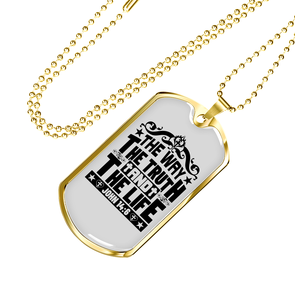 The Way Black Christian Necklace Stainless Steel or 18k Gold Dog Tag 24" Chain-Express Your Love Gifts