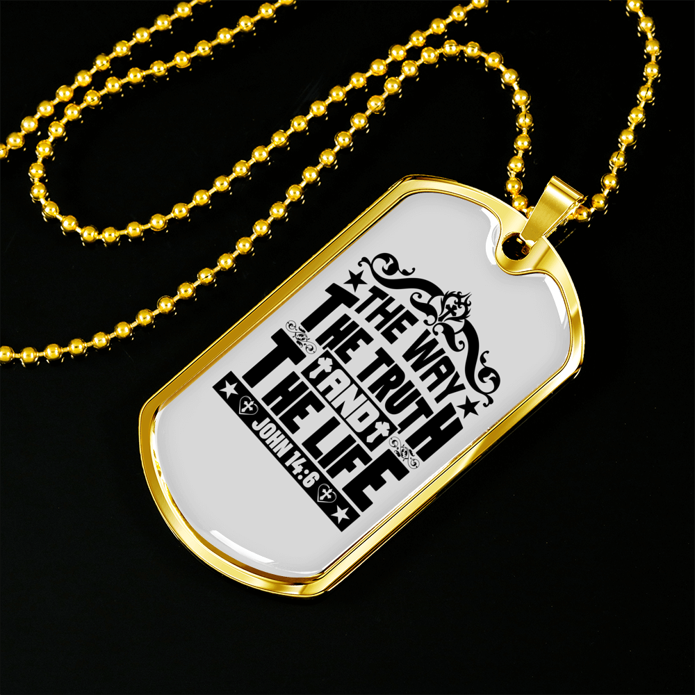 The Way Black Christian Necklace Stainless Steel or 18k Gold Dog Tag 24" Chain-Express Your Love Gifts
