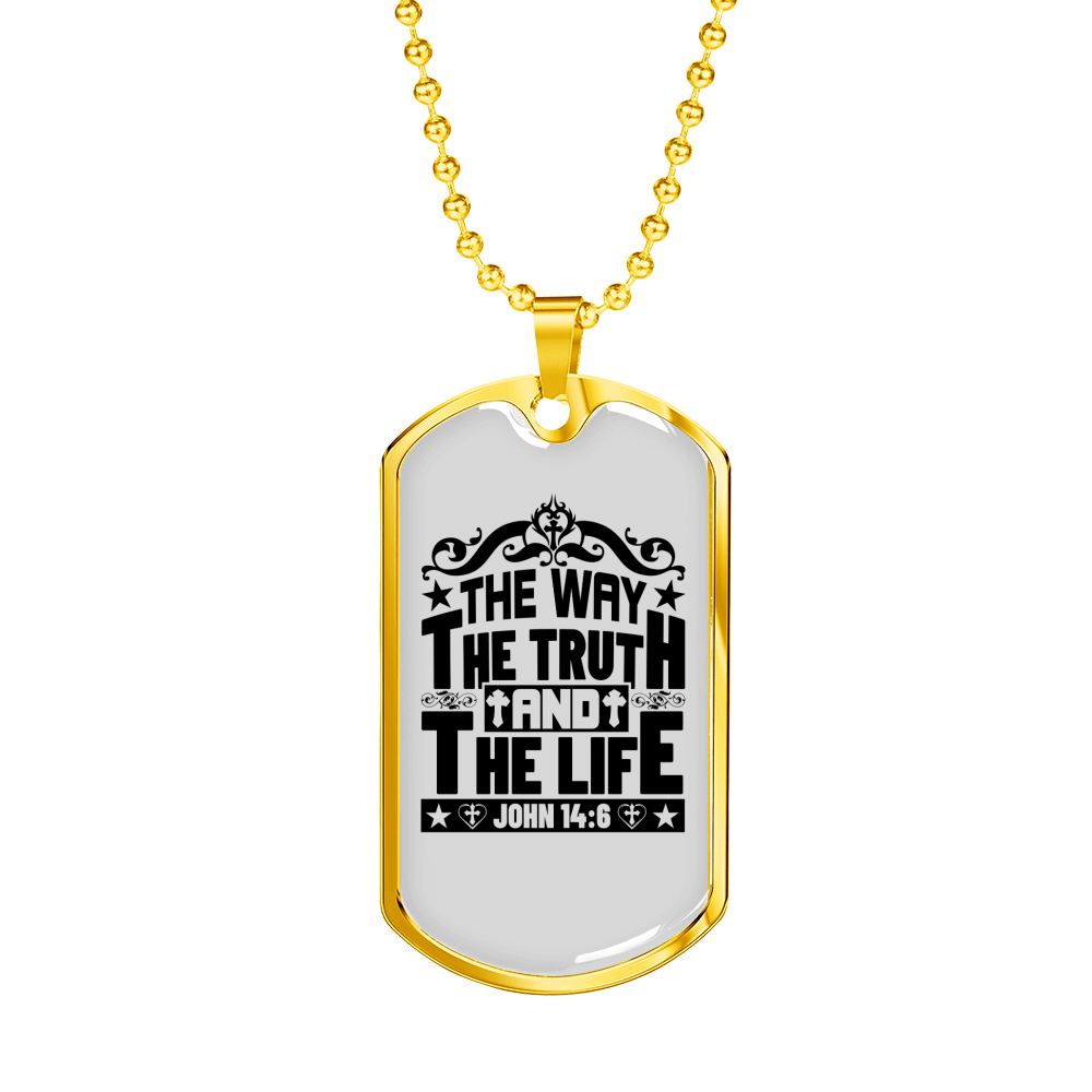 The Way Black Christian Necklace Stainless Steel or 18k Gold Dog Tag 24" Chain-Express Your Love Gifts