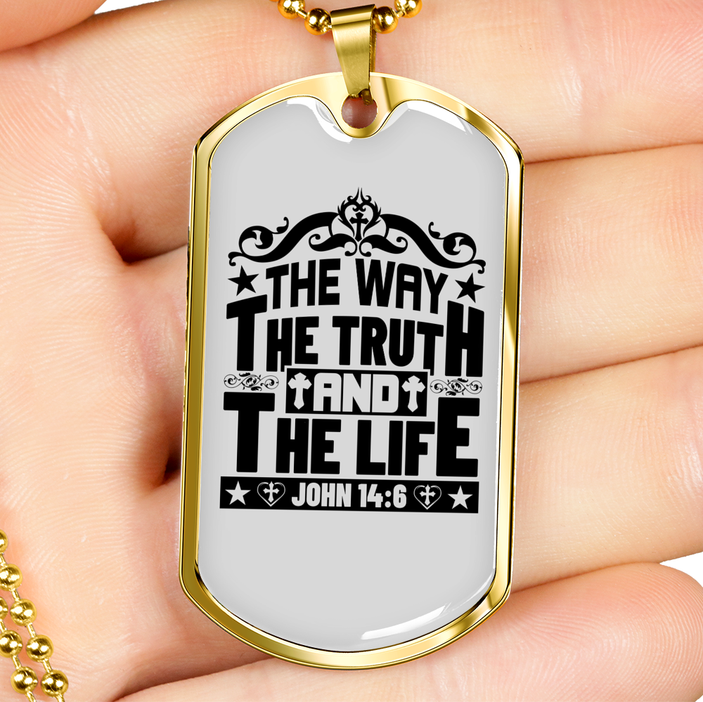 The Way Black Christian Necklace Stainless Steel or 18k Gold Dog Tag 24" Chain-Express Your Love Gifts