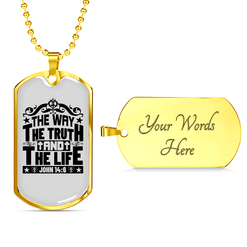 The Way Black Christian Necklace Stainless Steel or 18k Gold Dog Tag 24" Chain-Express Your Love Gifts