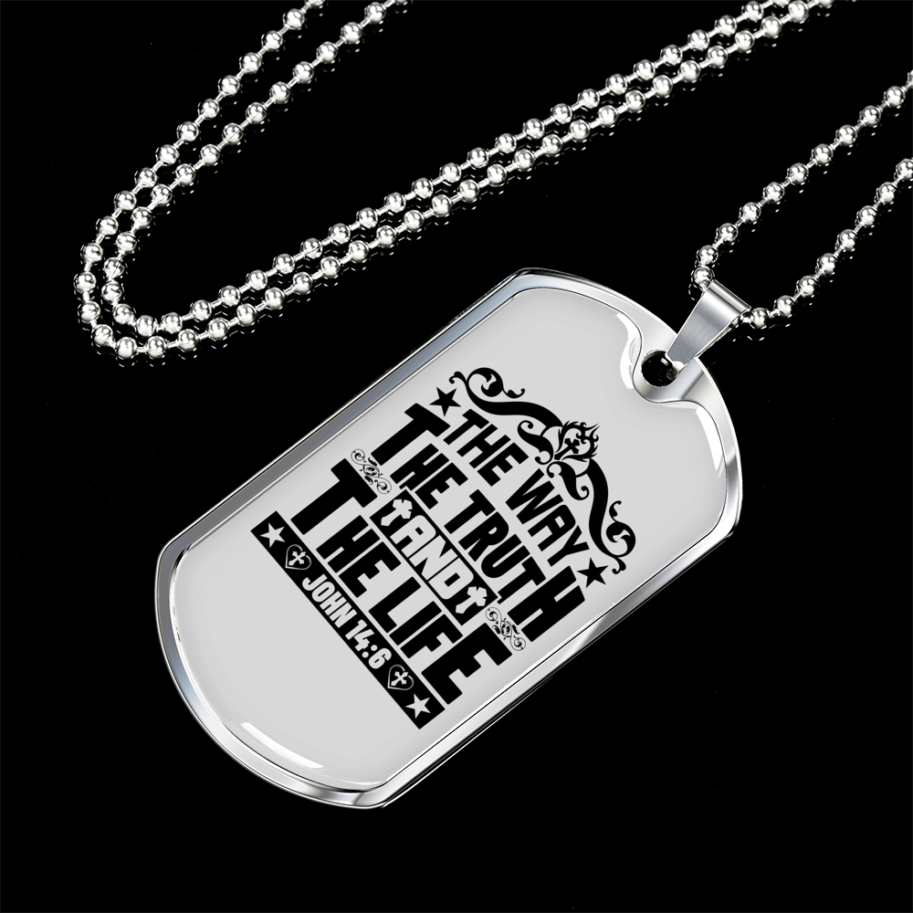 The Way Black Christian Necklace Stainless Steel or 18k Gold Dog Tag 24" Chain-Express Your Love Gifts
