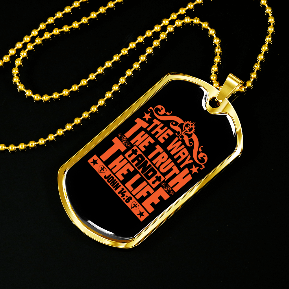 The Way Golden Christian Necklace Stainless Steel or 18k Gold Dog Tag 24" Chain-Express Your Love Gifts