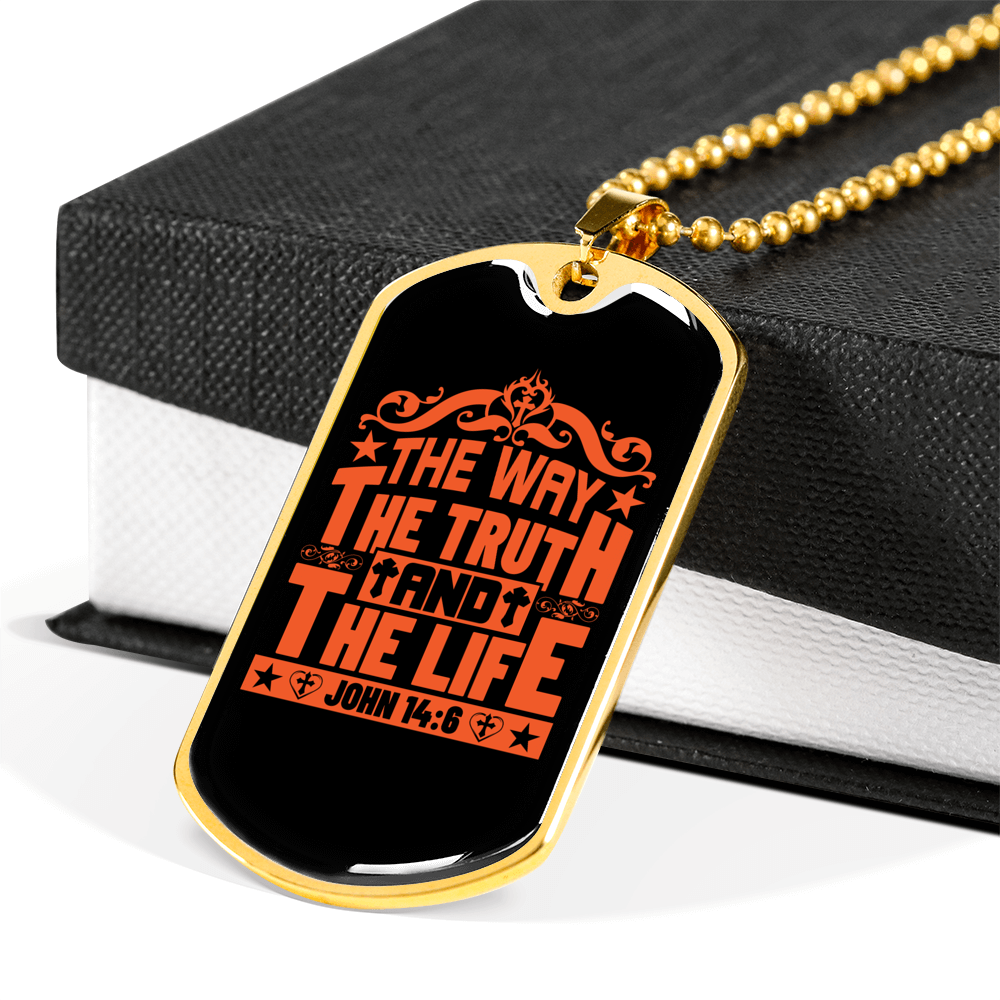 The Way Golden Christian Necklace Stainless Steel or 18k Gold Dog Tag 24" Chain-Express Your Love Gifts