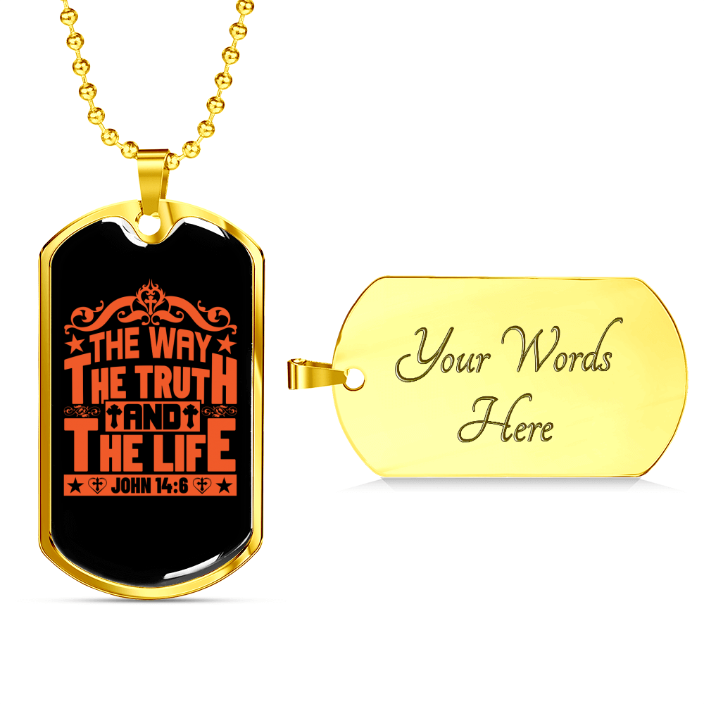 The Way Golden Christian Necklace Stainless Steel or 18k Gold Dog Tag 24" Chain-Express Your Love Gifts