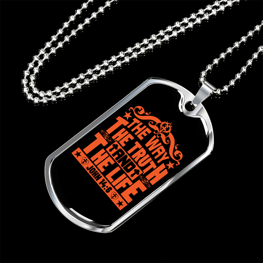 The Way Golden Christian Necklace Stainless Steel or 18k Gold Dog Tag 24" Chain-Express Your Love Gifts