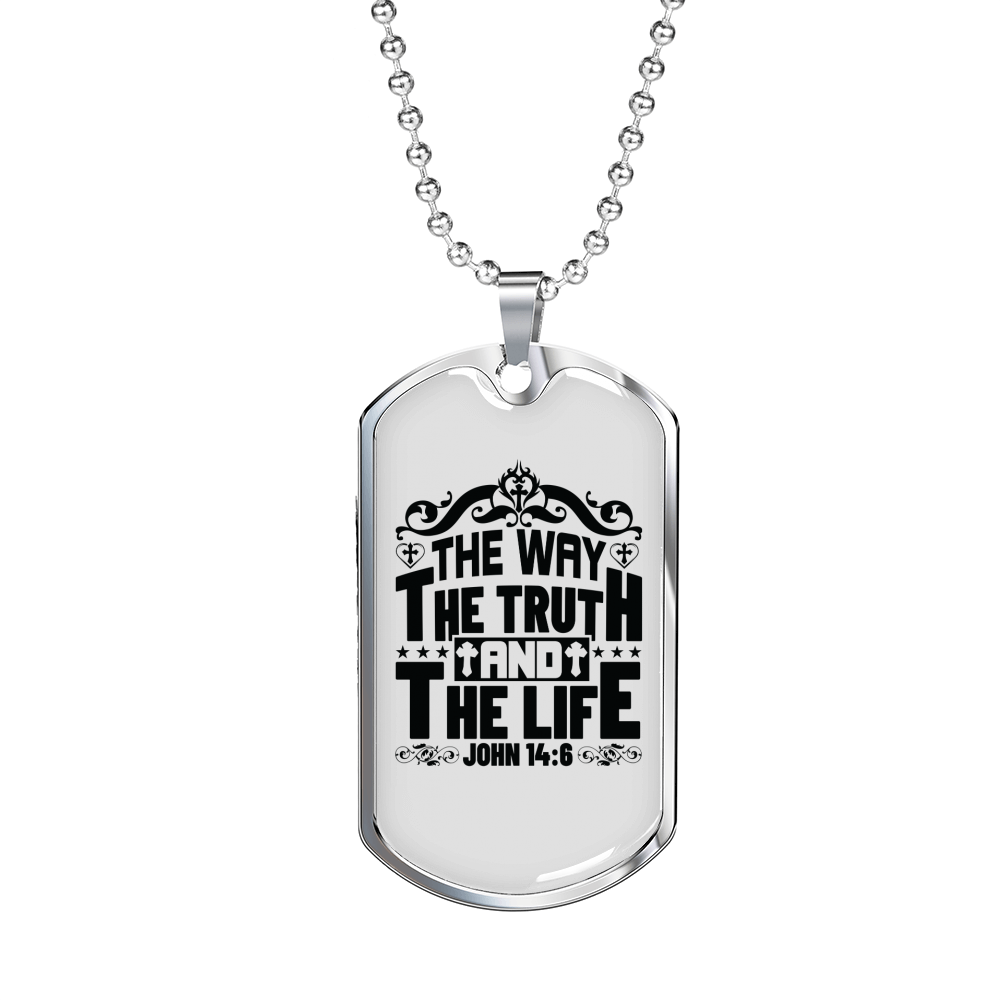 The Way The Truth Christian Necklace Stainless Steel or 18k Gold Dog Tag 24" Chain-Express Your Love Gifts