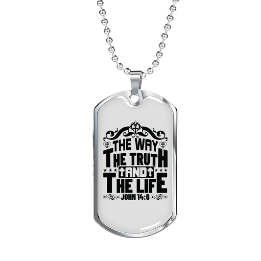 The Way The Truth Christian Necklace Stainless Steel or 18k Gold Dog Tag 24" Chain-Express Your Love Gifts