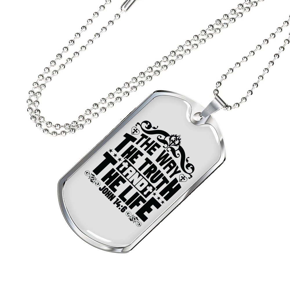 The Way The Truth Christian Necklace Stainless Steel or 18k Gold Dog Tag 24" Chain-Express Your Love Gifts